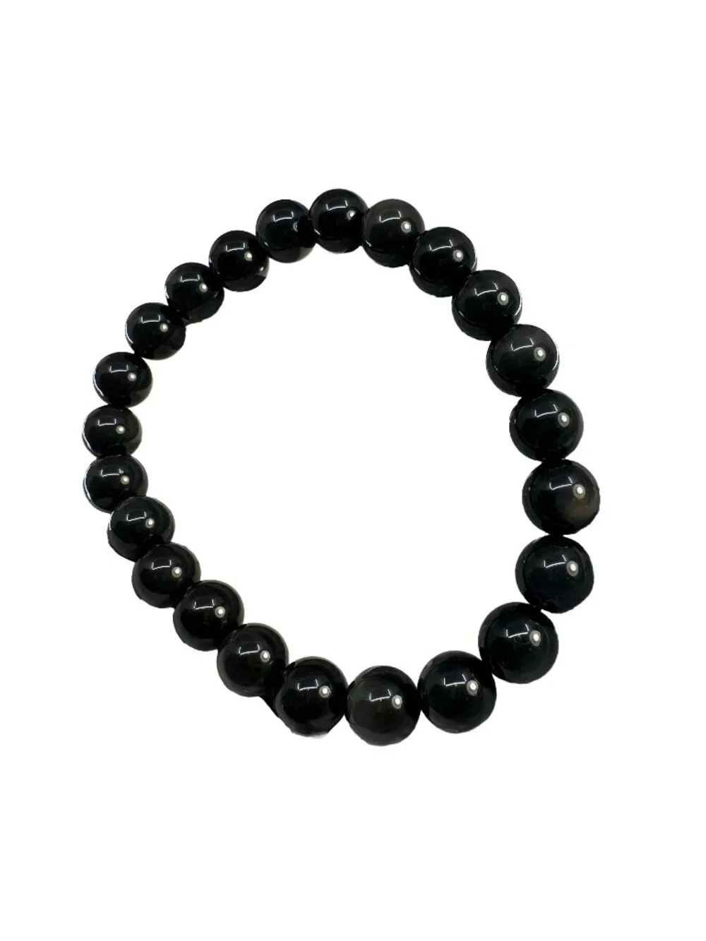 Natural Gold Sheen Obsidian Bracelet 15.82g 8mm Beads Golden Cat Eye Certified
